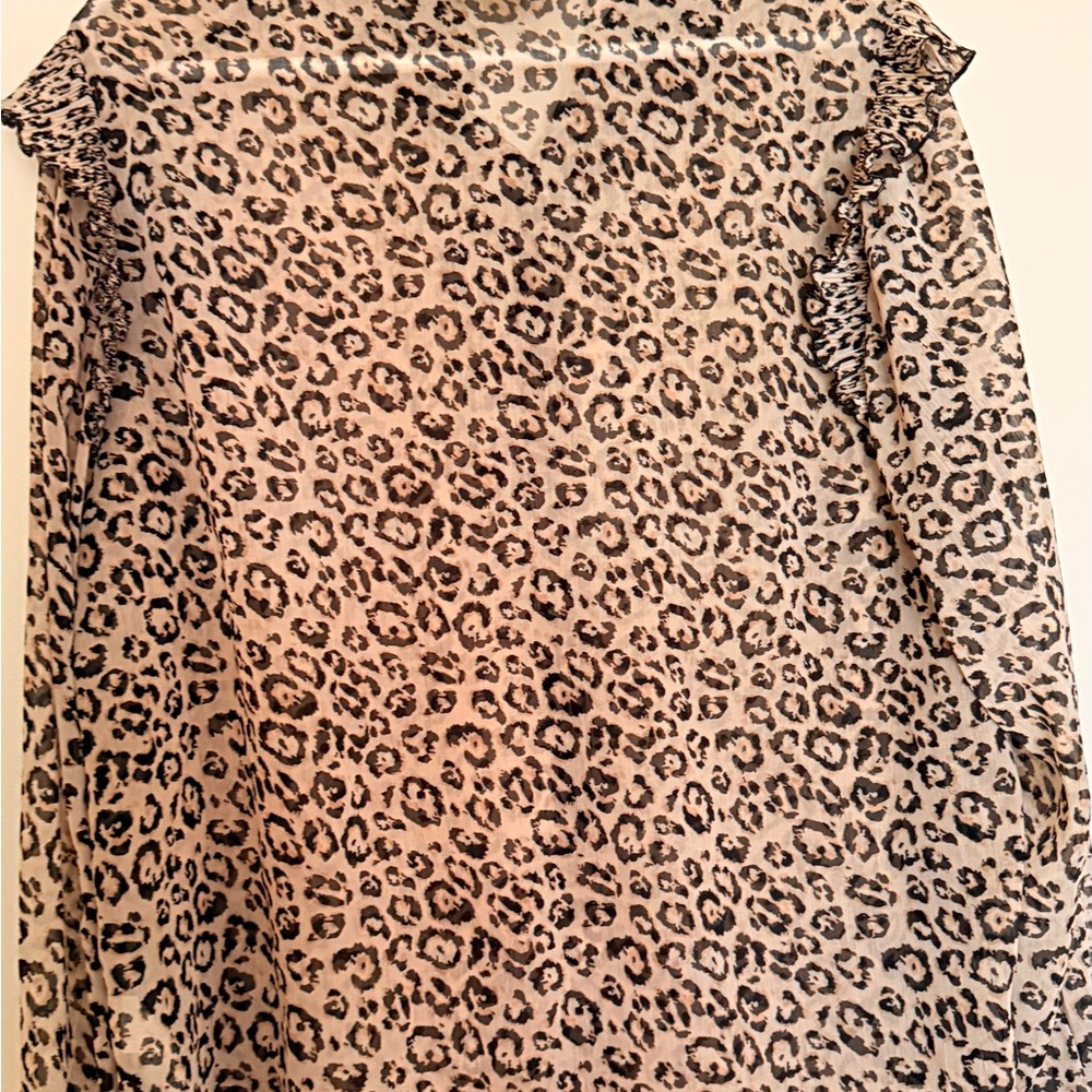 Leopard Print Sheer Blouse